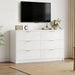 53" Wide 6 Drawer Dresser for Bedroom, Modern Simple Wood Dresser Chest of Drawers Closet Store Organizer for Living Room, Hallway (White, 15.4" D X 53.1" W X 30.9" H (6 Drawers))