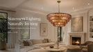 40 Inch Modern round Amber Crystal Glass Chandelier, Large 4-Tier 10 Lights Gold Luxury Hanging Light Fixture, for Dining Room, Kitchen Island, Living Room, Entryway (Included E12 Bulbs)