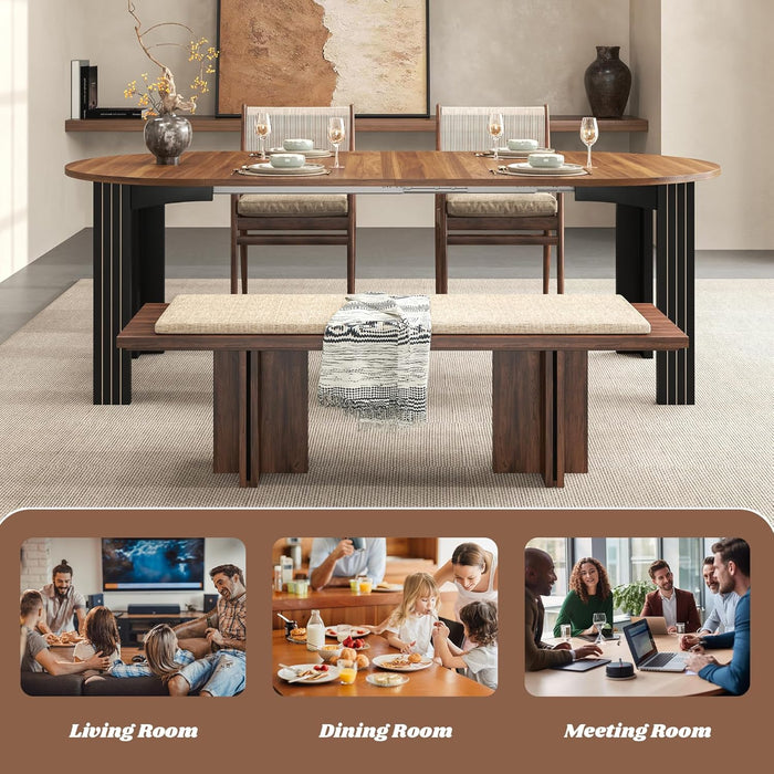 Walnutwood Oval Extendable Dining Table With Leaves