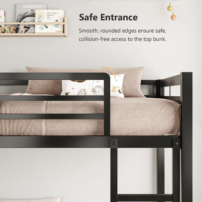 IndustrialStrength Alloy Metal Twin Bunk Bed Black