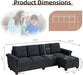 Dark Gray L-Shaped Sectional Couch with Storage