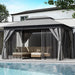 Patio Gazebo 10'X13', Outdoor Heavy Duty Party Tent Shelter with Double Roofs, Mosquito Nettings and Privacy Screens for Backyard, Garden, Lawn, Gray