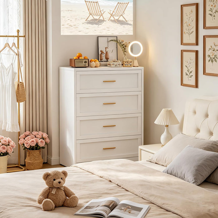 Tall White Dresser for Girls Bedroom,White Chest of Drawers for Bedroom,Metal Dressers for Kids Bedroom Living Room Hallway,Entryway, Nursy