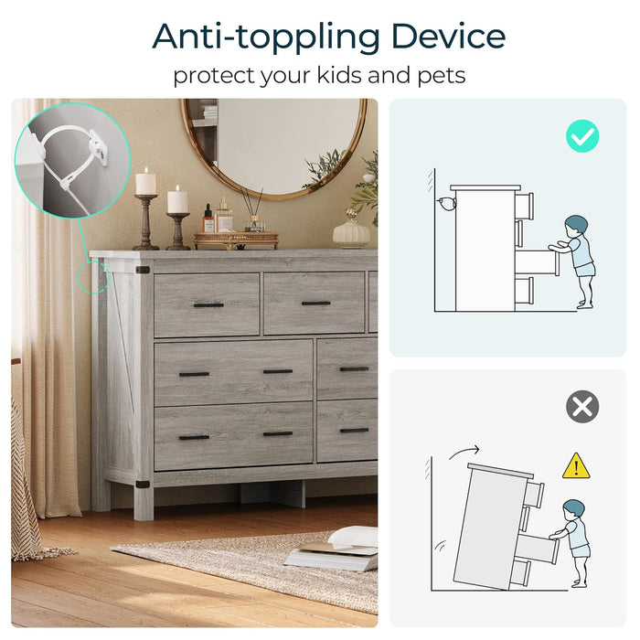 Farmhouse Dresser Featuring Seven Deep Drawers Grey