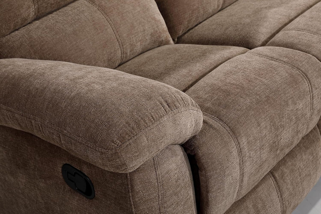 Modern Fabric Recliner Sofa Set, Couch, Loveseat W/Console, Recliner 8093 (Khaki, Sofa) | Breathable Material
