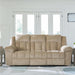 Tip-Off Classic Wall Hugger Power Reclining Sofa with Adjustable Headrest and USB Ports, Light Brown