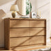 Oak Dresser for Bedroom, 47.2" Wide Mid Century Modern Chest of Drawers with 6 Large Storage Space and Curved Edge Design, 6 Drawer Large Dresser for Bedroom