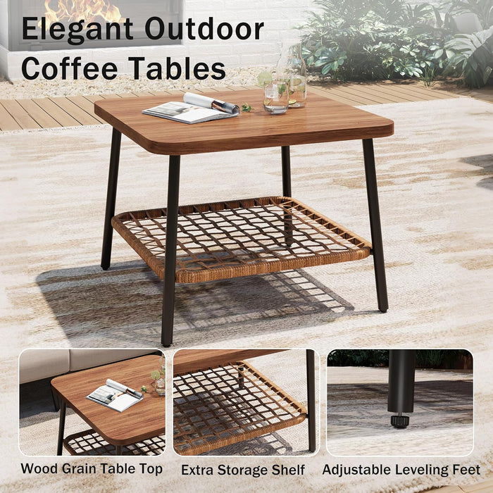3-Piece Patio Conversation Set, Sectional Sofa with Coffee Table