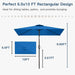 6.5' X 10' Rectangular Patio Umbrella Large Outdoor Market Umbrella W/Uv Protection, Push Button Tilt and Crank Lift, Rectangle Table Umbrella for Garden, Deck, Pool, Patio, Royal Blue