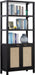 Rattan Boho 5 Tier BookshelfStorageUnit With Doors