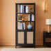 Rattan Boho 5 Tier BookshelfStorageUnit With Doors
