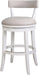 Pasha 31" Bar Stool, White Wood with Gray Faux Leather Seat and Back