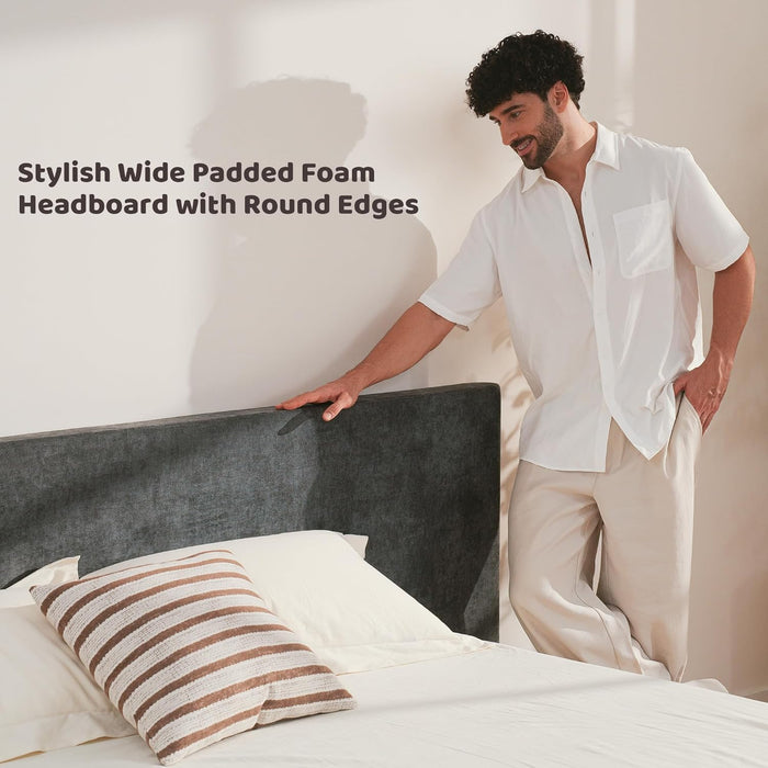 Cloud Queen Bed Frame with Extra Wide Headboard, 5 Inch Foam Fully Cushioned Platform, Easy Assembly, No Box Spring Needed