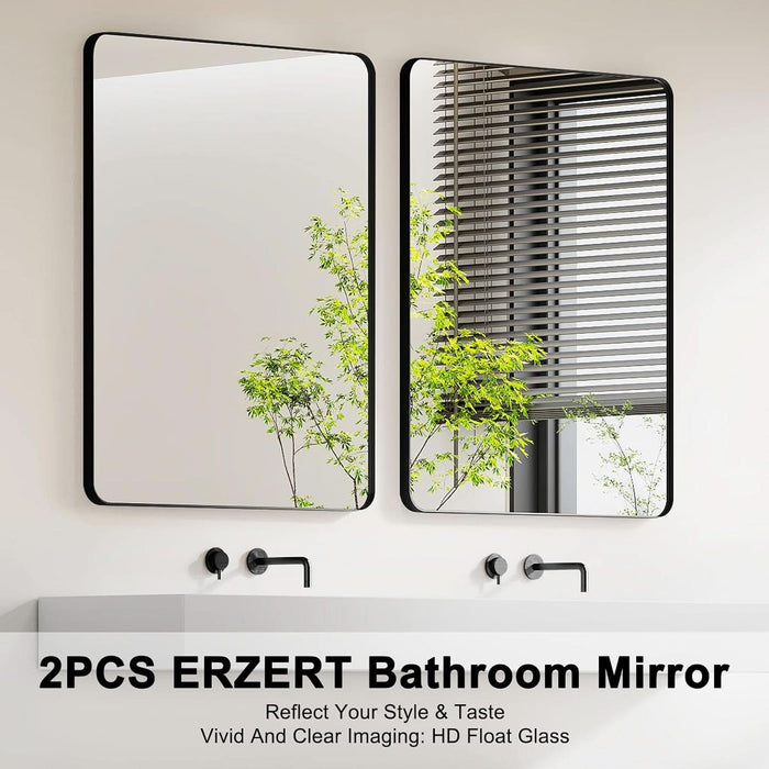 24x36 Matte Black Rectangular Mirrors Bathroom Vanity