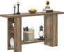 53 Inch Long Entryway Table, 2-Tier Wood Console Table with Storage Side Shelves, Farmhouse Sofa Table for Living Room, Narrow Hallway Foyer Table behind Couch for Home Decor, Rustic Oak