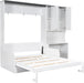 Queen Murphy Bed With Sofa Desk Storage WhiteGlossFinish