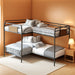 Quad Bunk Bed, Heavy Duty Metal 4 Bunk Beds for Kids with Ladders, Detachable Industrial L-Shaped Bunk Beds, Space Saving Design,Can Be Divided into 3 Twin Beds, Black