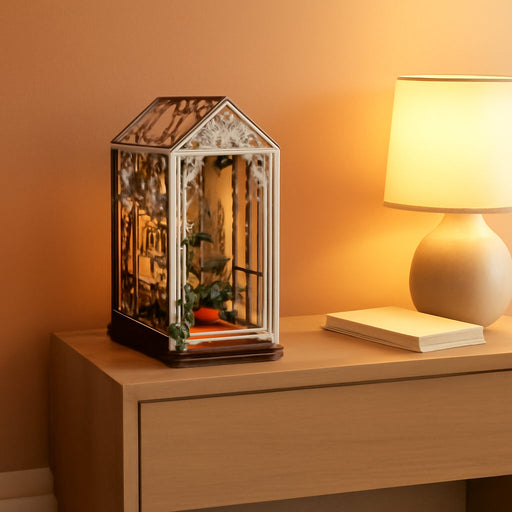 DIY Book Nook Kits for Adults-Garden House Bookshelf Insert Booknook-3D Puzzle Dollhouse Room Decor for Teen Girls Boys Women Men