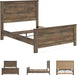 Signature Design by Ashley Trinell Casual Queen Panel Bed with Metal Slats and Nailheads, Foundation or Box Spring Needed, Dark Brown