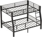 Full XL over Queen Bunk Bed for Adults, Heavy Duty Metal Queen Bunk Bed Frame with Reinforced Steel Slats, Full-Length Guardrails & Anti-Slip Ladder, Noise-Free, No Box Spring Needed, Black