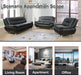 3 Piece Living Room Couch Set, Faux Leather Sofa Set, Modern Sofa Couch Set Living Room Furniture (Sofa+Loveseat+Chair, Black)