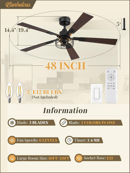 Farmhouse Rustic Ceiling Fan Featuring Remote Lighting