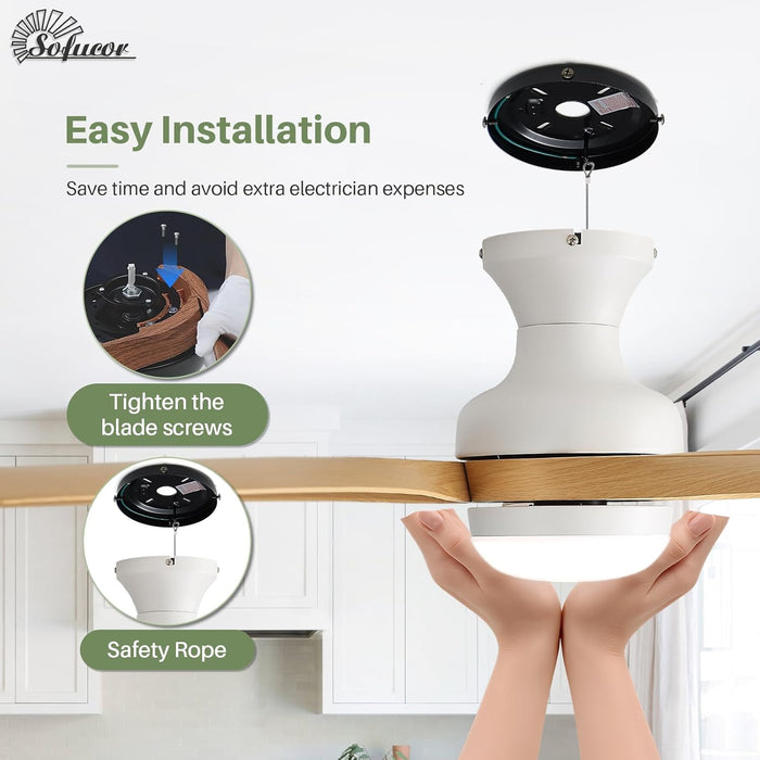 52 Inch Intelligent Ceiling Fan BluetoothEnabled Remote