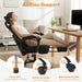 Desk Chair with Foot Rest, High-Back Mesh Office Chair with Wheels, Black