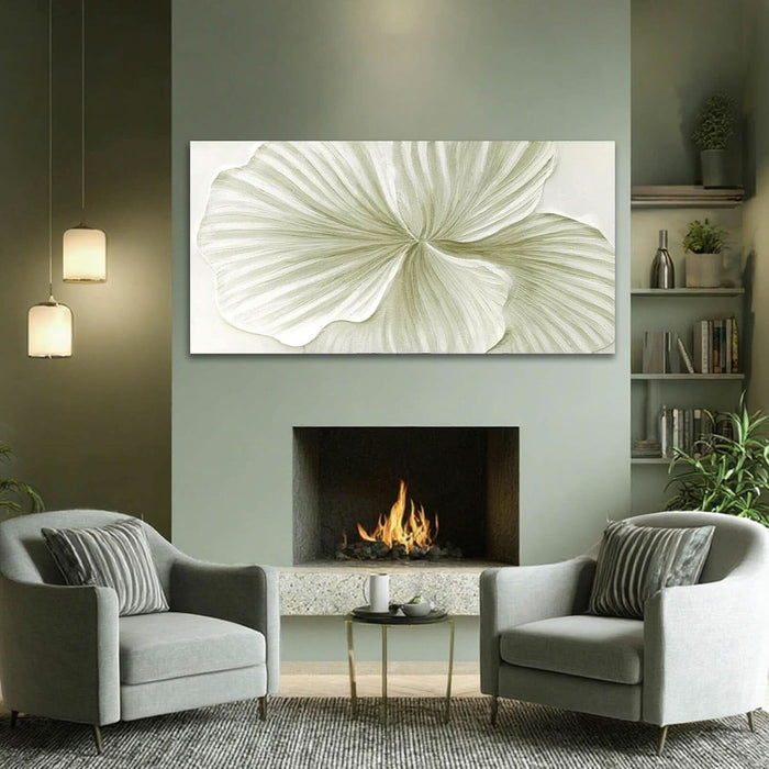 Large Green Flower Wall Art Plant Ginkgo Canvas Hand-Drawn Painting Modern 29X58 Abstract Botanical Artwork Minimalist Decoration for Living Room Bedroom Office