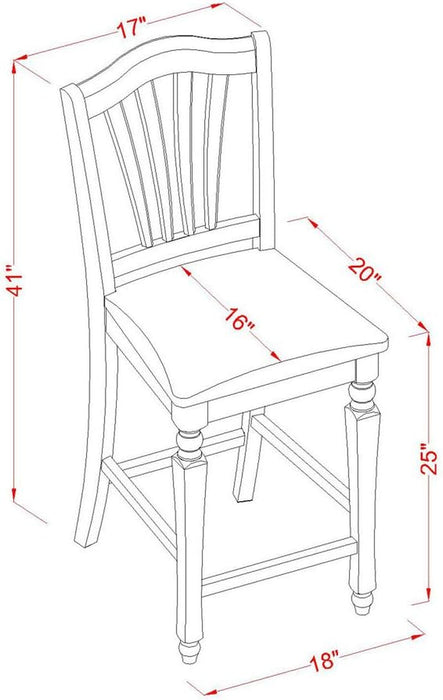 CHS-MAH-C Chelsea Counter Height Stools - Linen Fabric Upholstered Wood Dining Chairs, Set of 2, Mahogany
