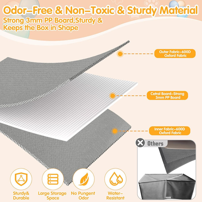 Oversized Toy Chest 50x15x12 Collapsible Mesh Pockets