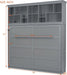 Gray Queen Murphy Bed With USB Charging And Storage