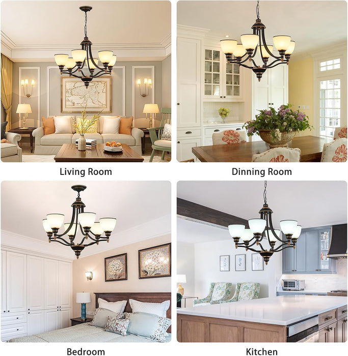 Oil Rubbed Bronze Farmhouse Chandelier Frosted Glass