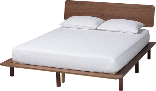 Alyssa Japandi Walnut Brown Wood Queen Size Platform Bed