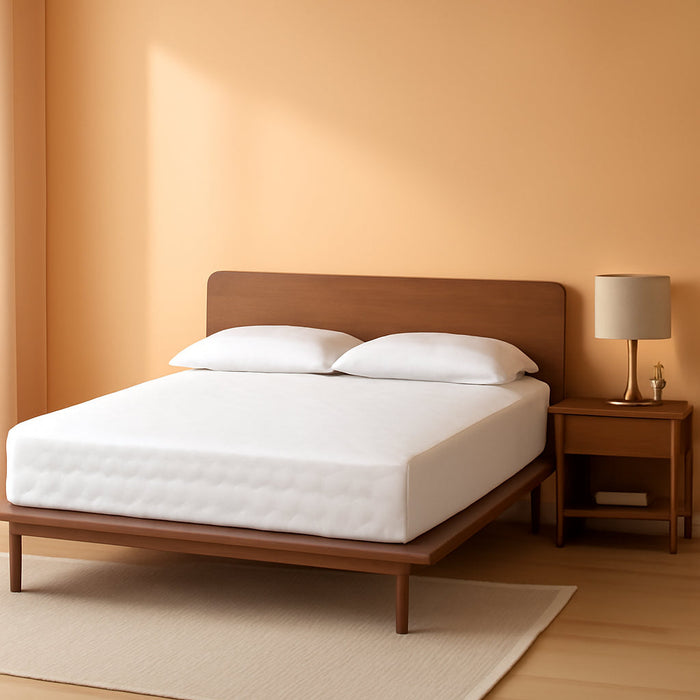 Alyssa Japandi Walnut Brown Wood Queen Size Platform Bed