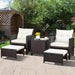 Patio Chair with Ottoman, 5 Pieces Patio Furniture Set Small Balcony Furniture, Rattan Patio Chairs Set of 2 with Glass Table for Front Porch Garden (Beige)