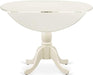 DMT-LWH-TP Dublin Modern Kitchen Table - a round Dining Table Top with Dropleaf & Pedestal Base, 42X42 Inch, Linen White