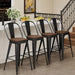 Metal Bar Stools Set of 4, 30" Bar Height with High Backs, Black | Matte Black Metal Frame Barstools, Modern Farmhouse High-Back Bar Chairs, Larger Seat for Kitchen and Dining Islands