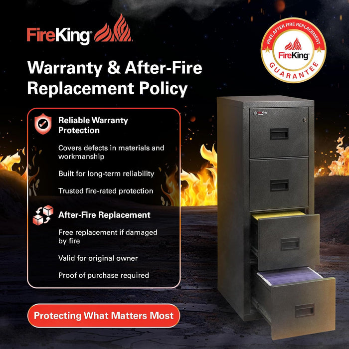 Turtle Vertical 4 Drawer Fire Rated File Cabinet, Black