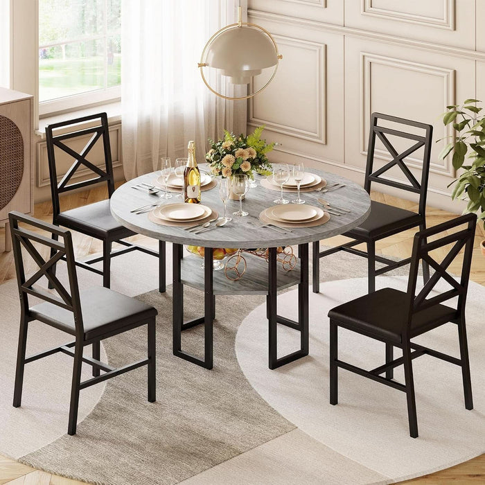 Dining Table Set for 4, 47.2 Inch round Kitchen Table and 4 Chairs