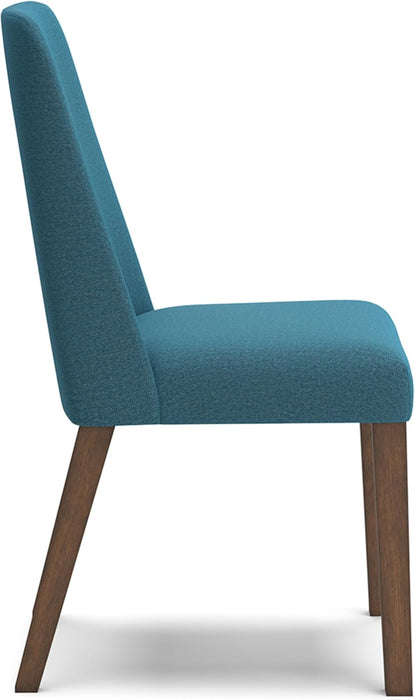 Lyncott Contemporary Dining Room Upholstered Side Chair with Foam Cushion, 2 Count, Blue & Brown