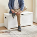 Storage Chest, Storage Bench with 2 Safety Hinges, Farmhouse Style, 15.7 X 39.4 X 18.1 Inches, for Entryway, Bedroom, Living Room, Cloud White ULSB061T10