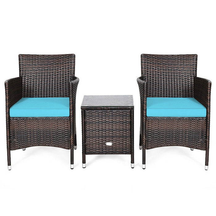 3 Pieces Ergonomic Wicker Patio Conversation Set