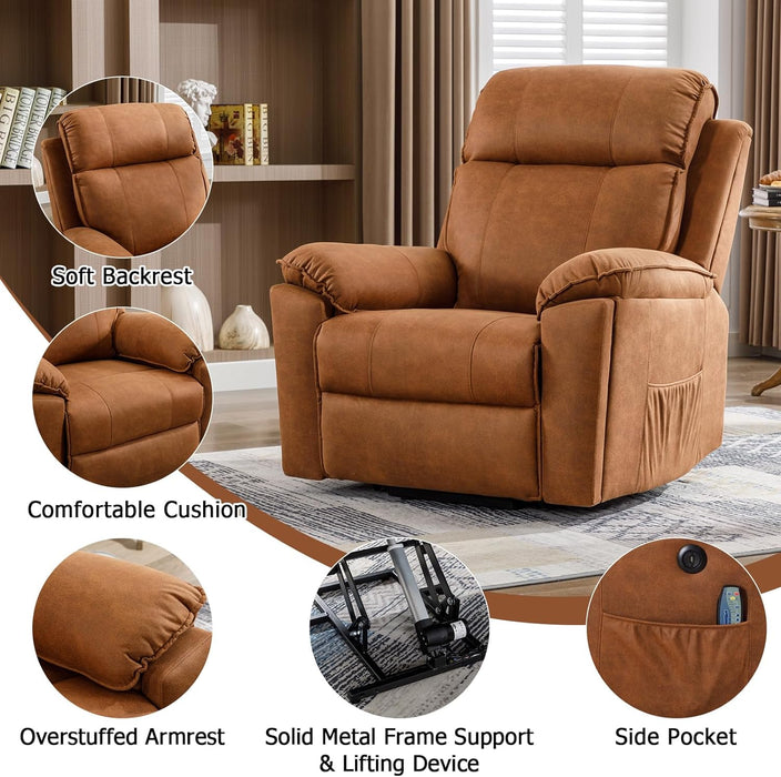 Brown Power Recliner with Massage & Heat