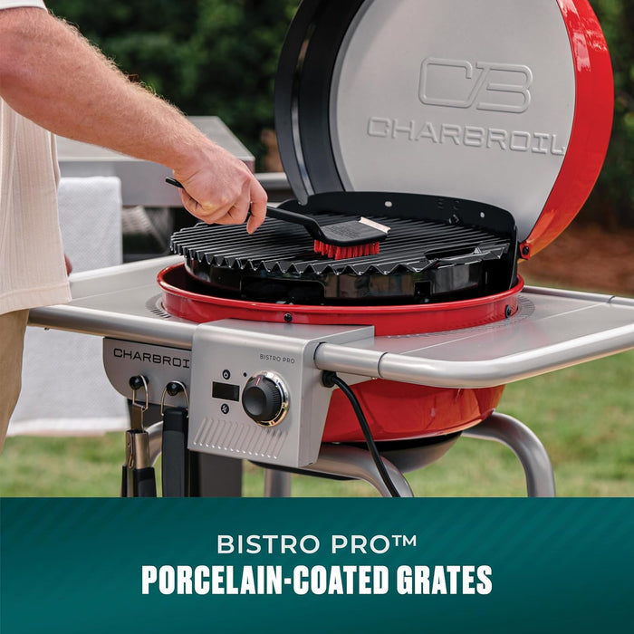 3-In-1 Dual Fuel Outdoor Bistro Pro Electric Grill & Griddle + Charcoal Mode BBQ, Red - 25302146