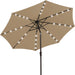9FT Outdoor Patio Umbrella with Solar Lights, LED Lighted Pool Umbrella with Tilt and Crank, Outdoor Table Umbrellas for Deck, Yard & Market (Beige)