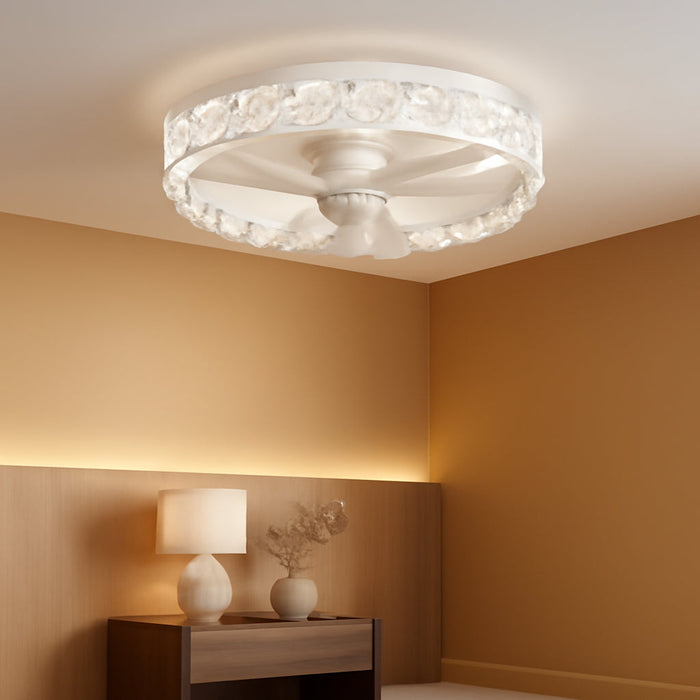 Ceiling Fans with Lights and Remote App 20'' Low Profile Ceiling Fan 3000-6500K Dimmable Modern Flush Mount Ceiling Fan Light LED 6 Speeds Fandelier Ceiling Fans for Bedroom Small Living Room