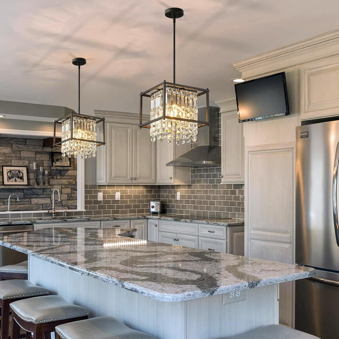 Black Crystal Chandelier For Entryway Ceiling Light