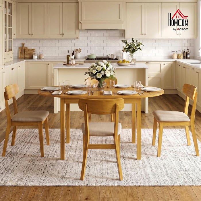 55" Solid Wood Folding Dining Table for 4-6 People, Oak