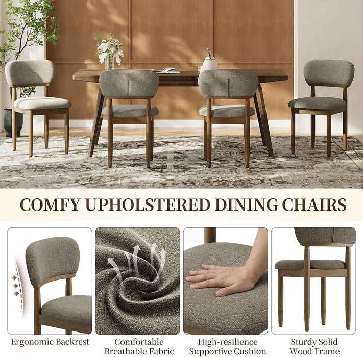 Upholstered Dining Chairs Set of 2, Walnut Dining Chairs, Camel